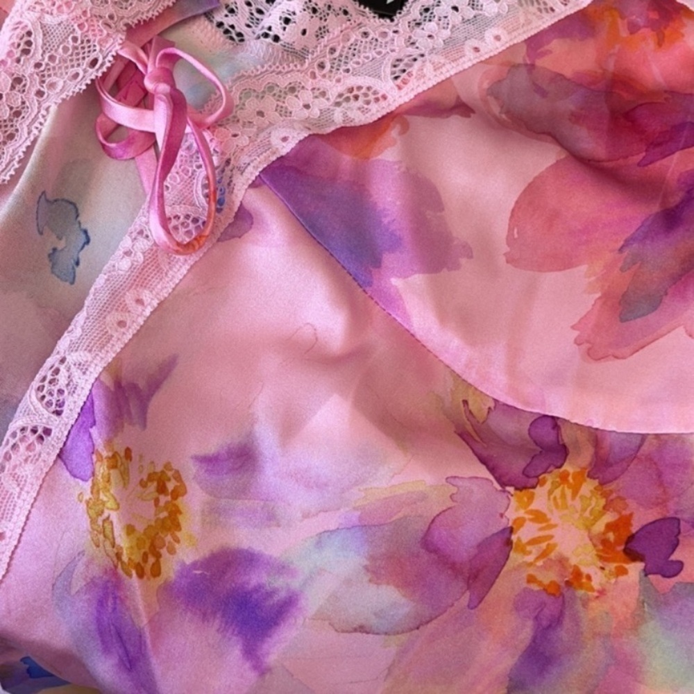 Frankie’s Bikinis Silk Lace Juliet Cami Top Pink Medium Coconut Girl Coquette - Picture 7 of 12